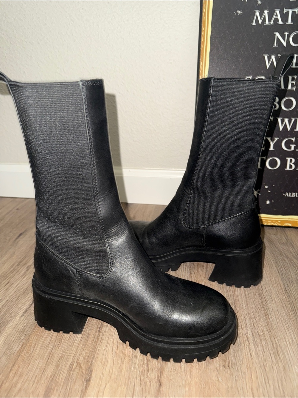 Steve Madden Black Platform Boots